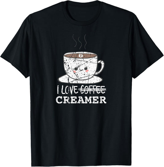 I Love Coffee Creamer Funny Coffee Design T-Shirt - T-Shirt | Black