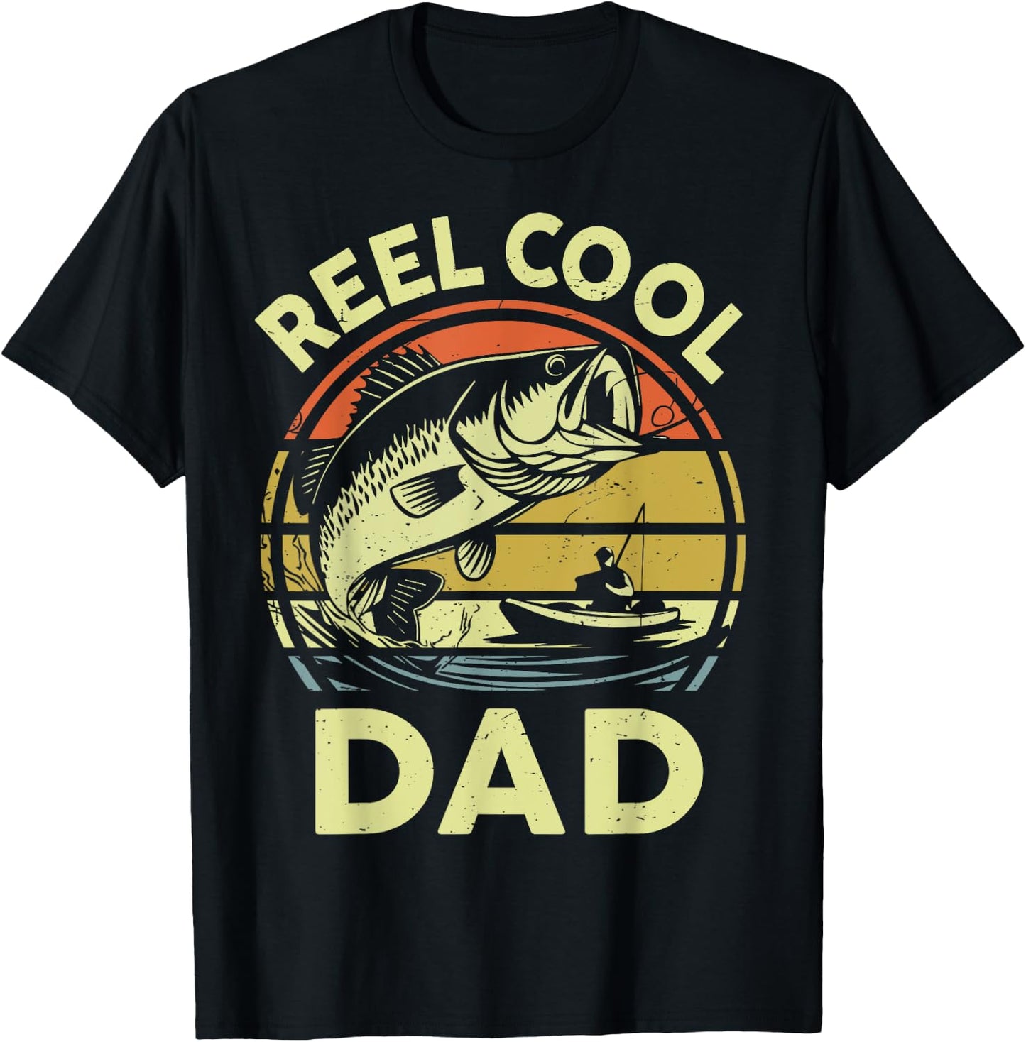 Fisherman Reel Cool Dad Funny Kayak Fishing Bass Step Dad T-Shirt - T-Shirt | Black