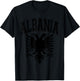 Albania Flag Eagle and Text Red with Black Print T-Shirt - T-Shirt | Black