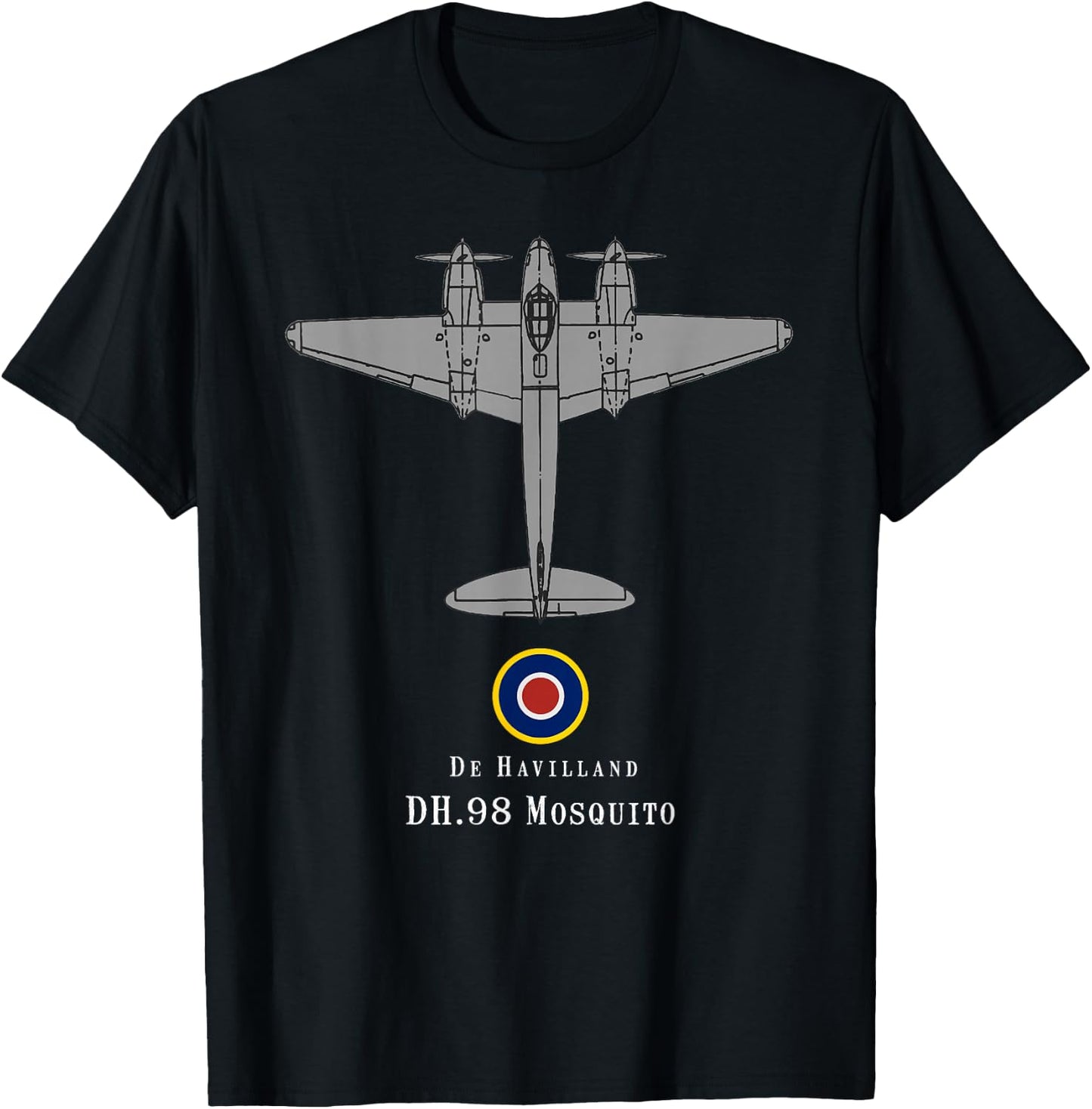 DH.98 Mosquito Tech Drawing WWII RAF Bomber Airplane T-Shirt - T-Shirt | Black