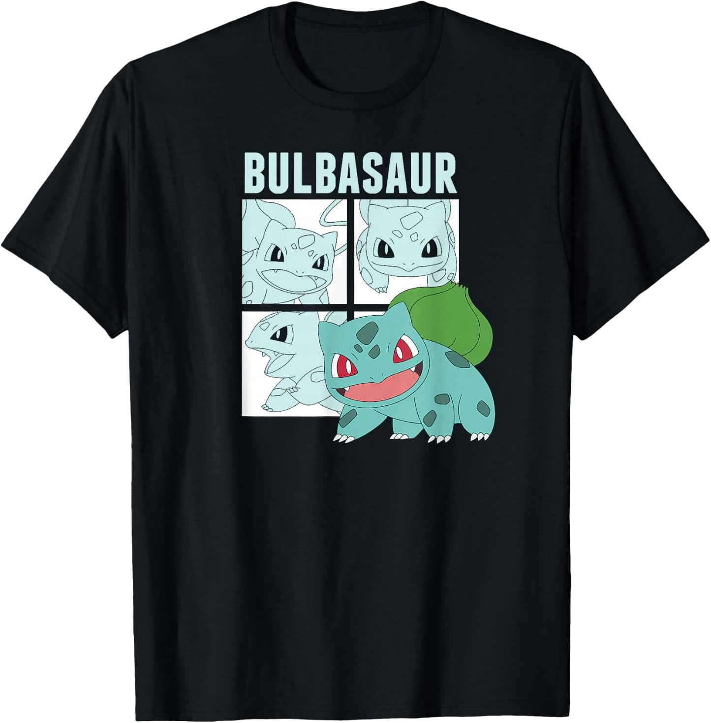 Pokémon - Bulbasaur Squares T-Shirt - T-Shirt | Black