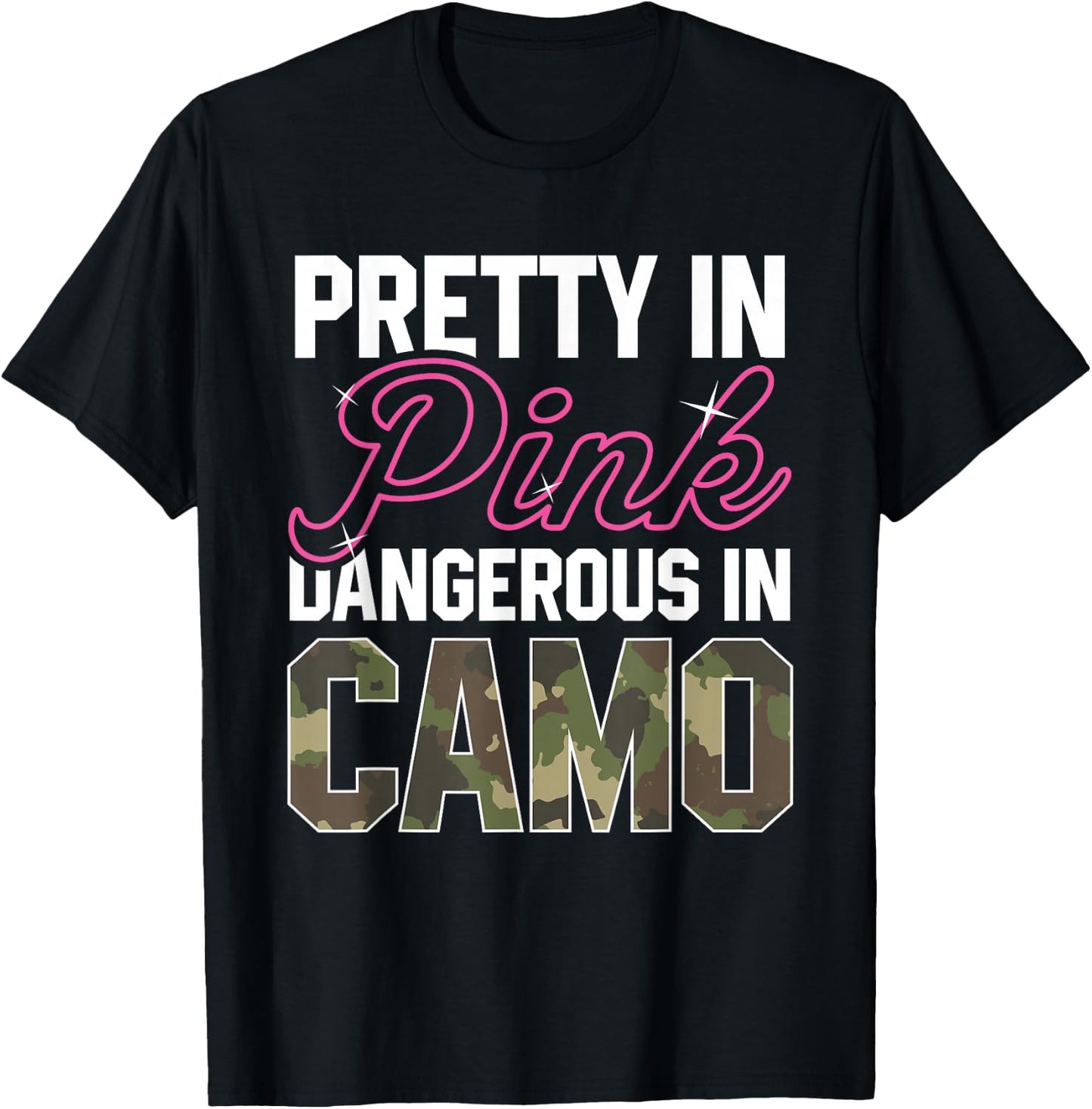Funny Pink Camo Hunting Graphic Women Deer Buck Hunters T-Shirt - T-Shirt | Black