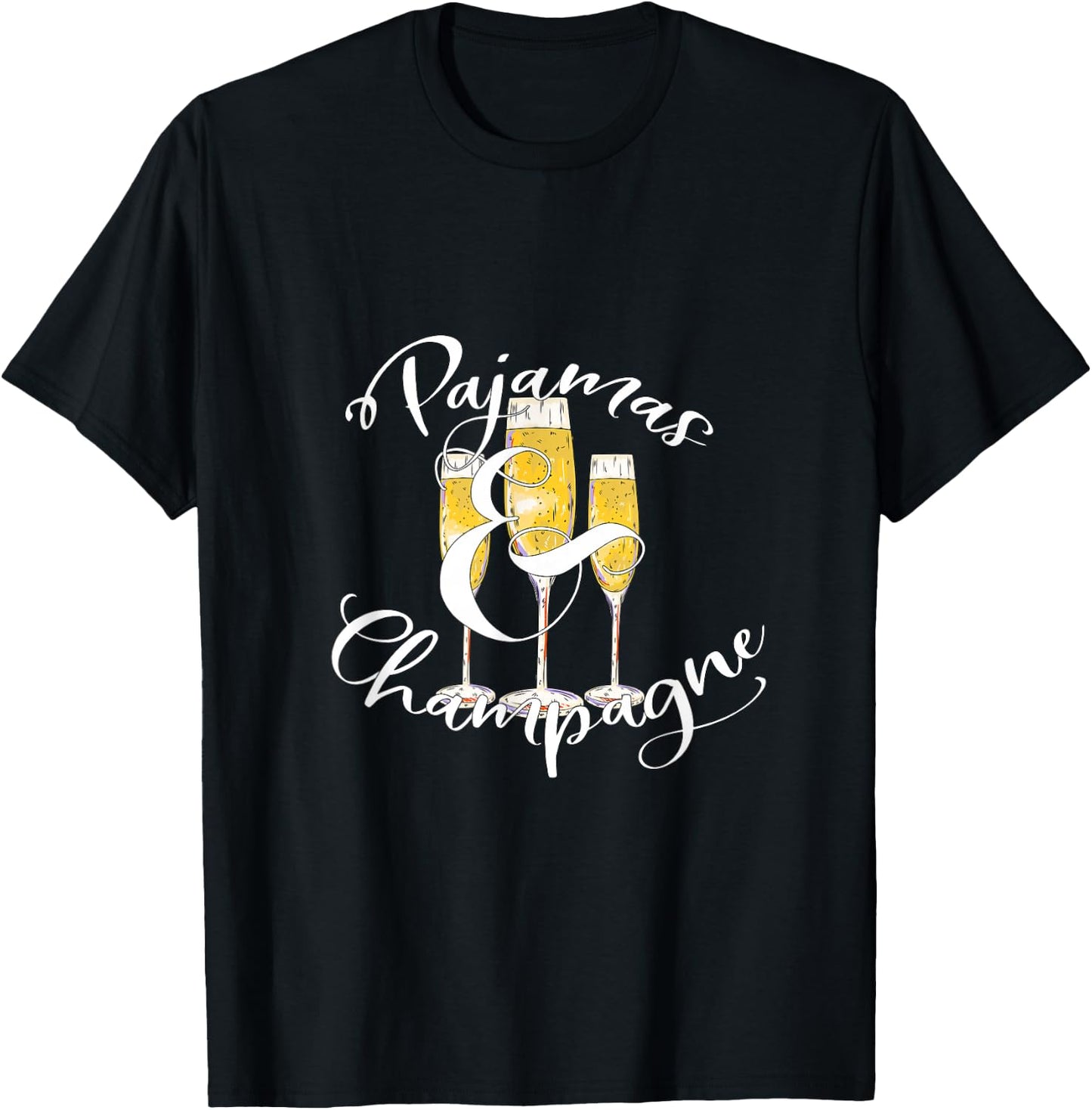 Pajamas and Champagne T-Shirt - T-Shirt | Black