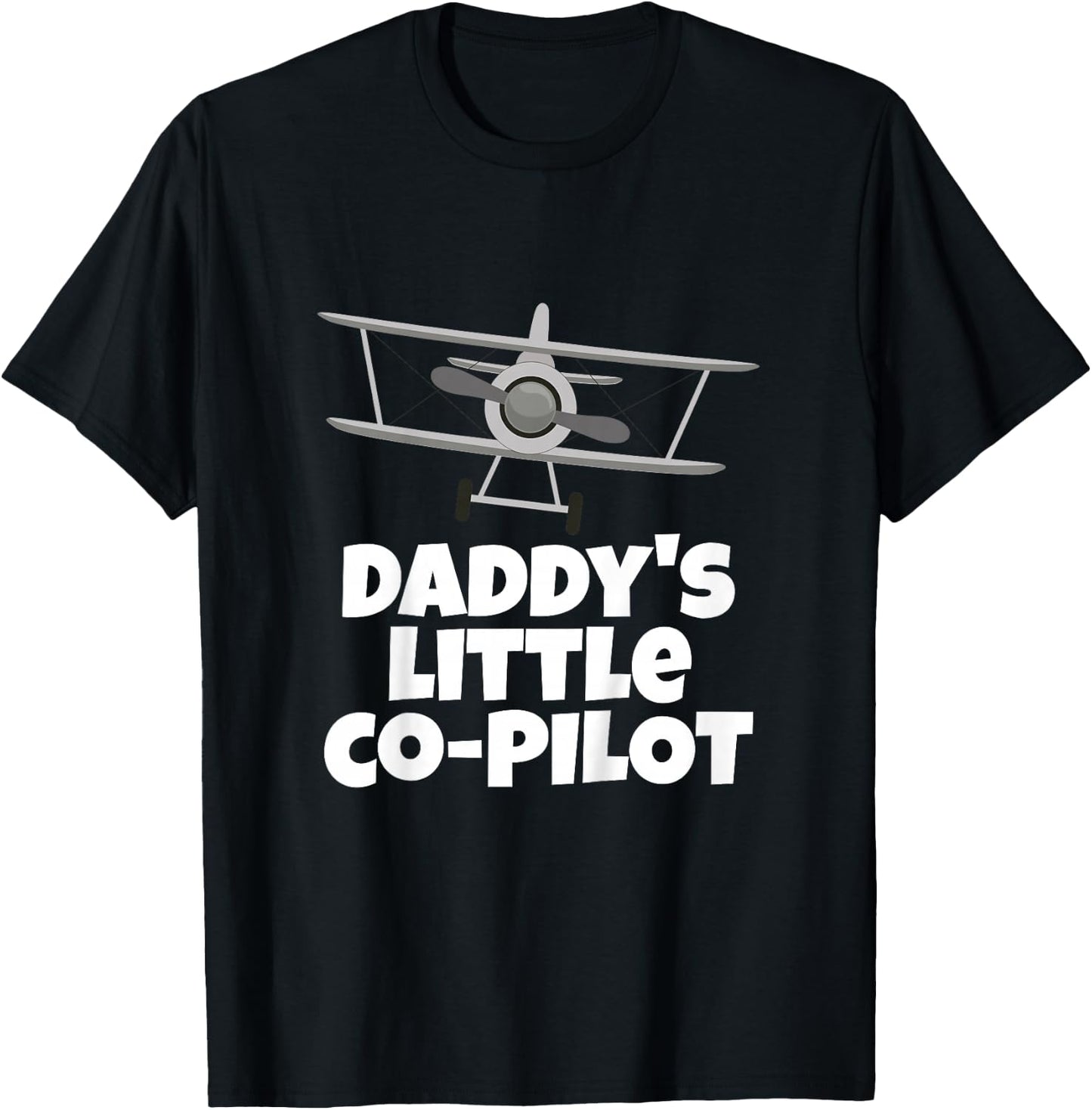 Daddy's Little Co-Pilot Kid's Airplane T-Shirt - T-Shirt | Black