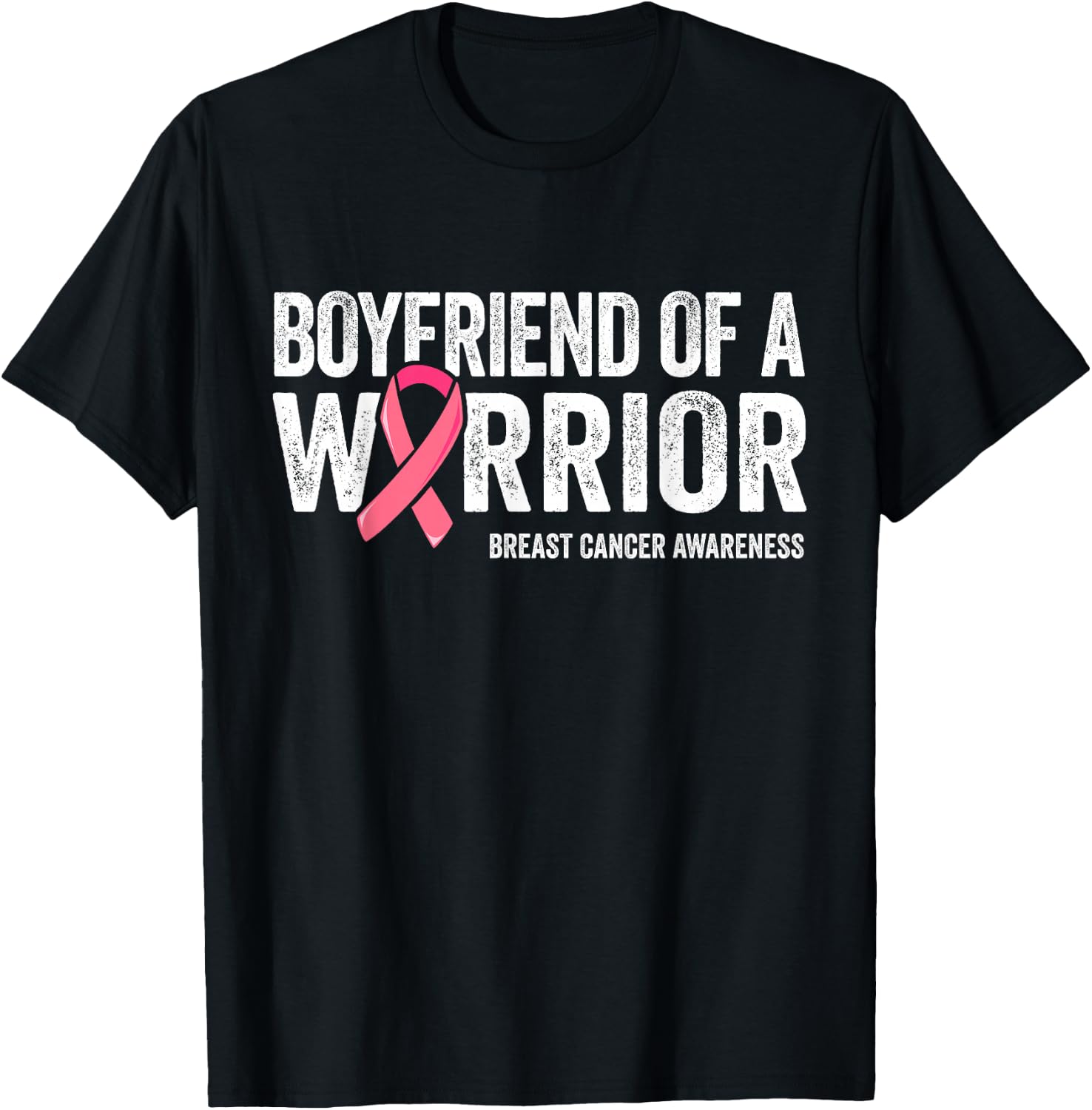 Boyfriend Of A Warrior Shirt, Breast Cancer Awareness Men T-Shirt - T-Shirt | Black