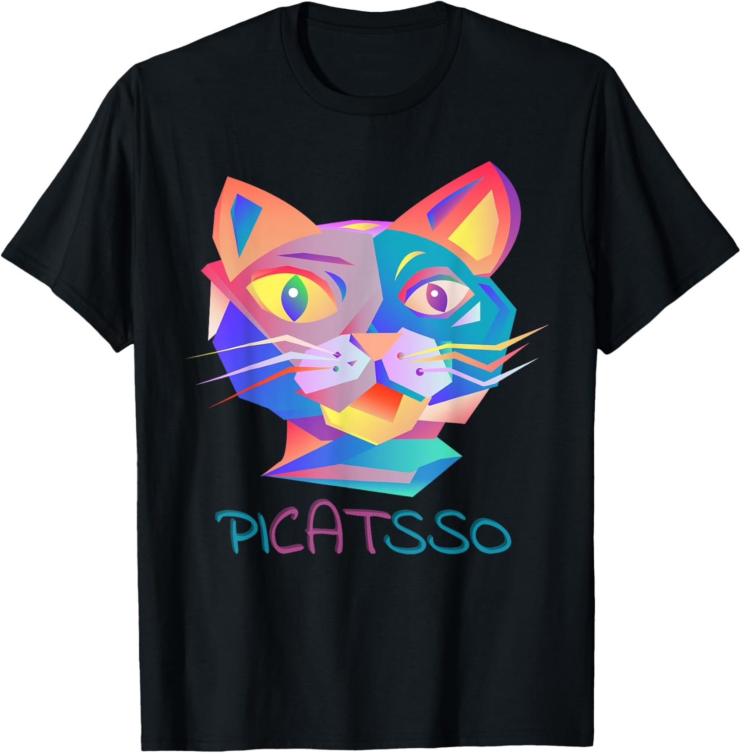 BANANOLOGY Picasso Art Cat | Funny Abstract Cat T-Shirt - T-Shirt | Black