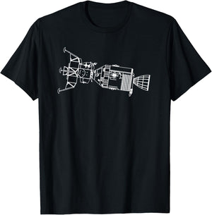 Apollo Command and Service Module and Lunar Lander Drawing T-Shirt - T-Shirt | Black