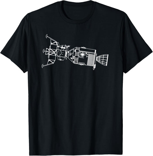 Apollo Command and Service Module and Lunar Lander Drawing T-Shirt - T-Shirt | Black