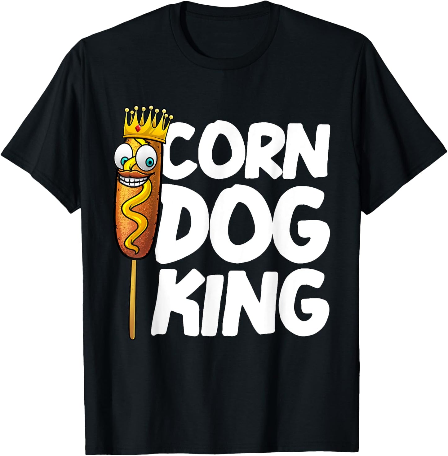 Funny Corn Dog Gift Kids Men King Hotdog Sausage Foodie T-Shirt - T-Shirt | Black