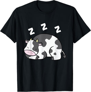 Cow Farm Animal Funny Cow Pajama Sleeping Cow T-Shirt - T-Shirt | Black