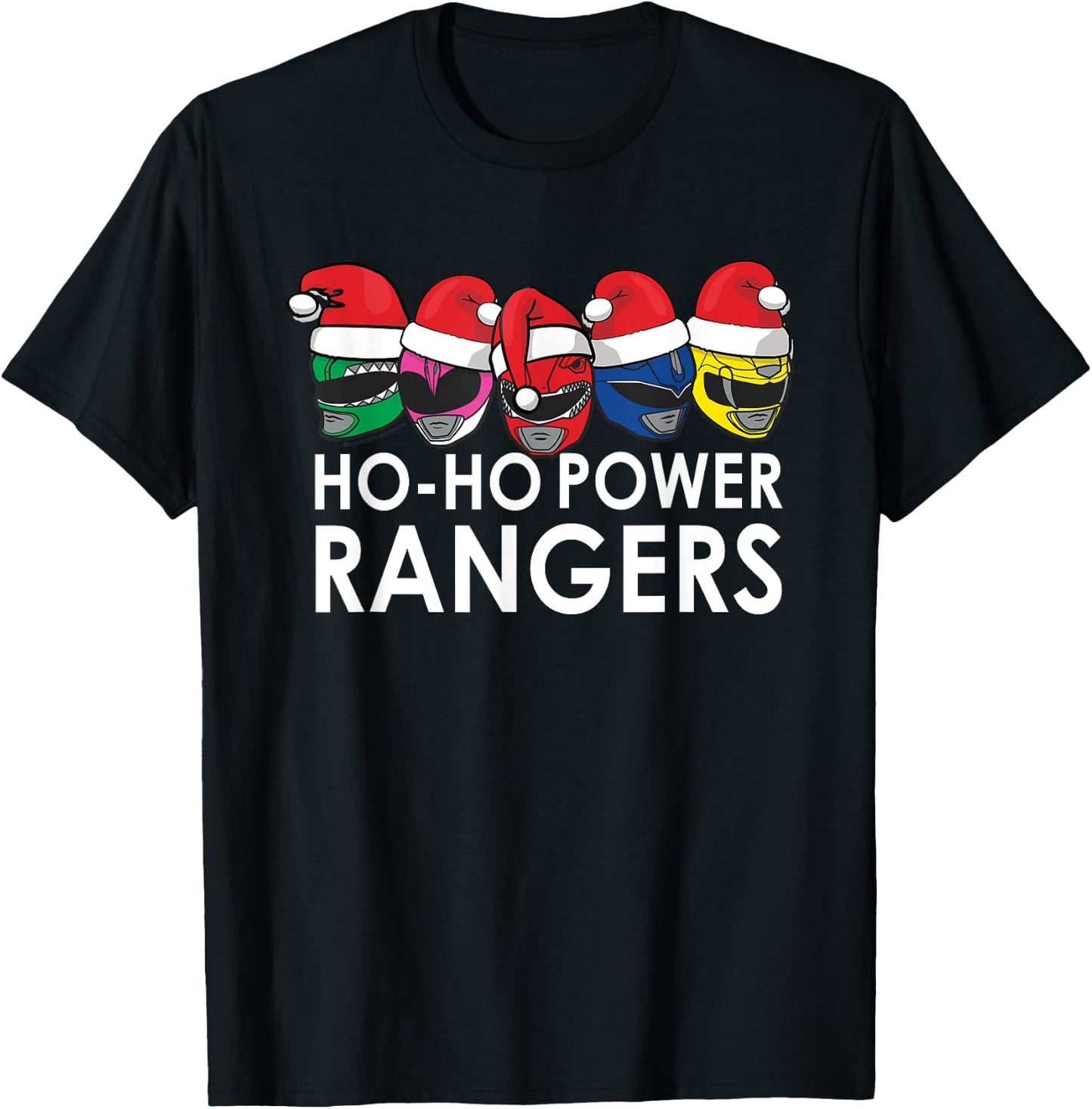 Power Rangers Christmas Hats Ho Ho T-Shirt - T-Shirt | Black