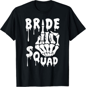 Bride Squad Skeleton Hand Funny Halloween Bachelorette Party T-Shirt - T-Shirt | Black