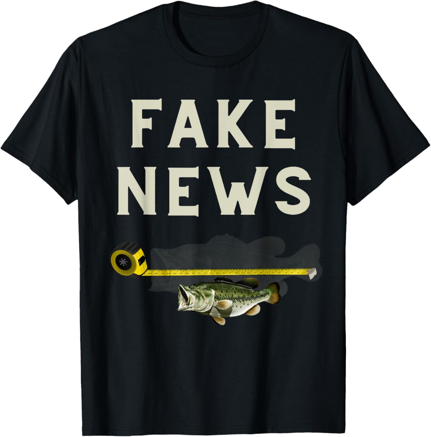 Funny Fake News large mouth bass fishing design T-Shirt - T-Shirt | Black