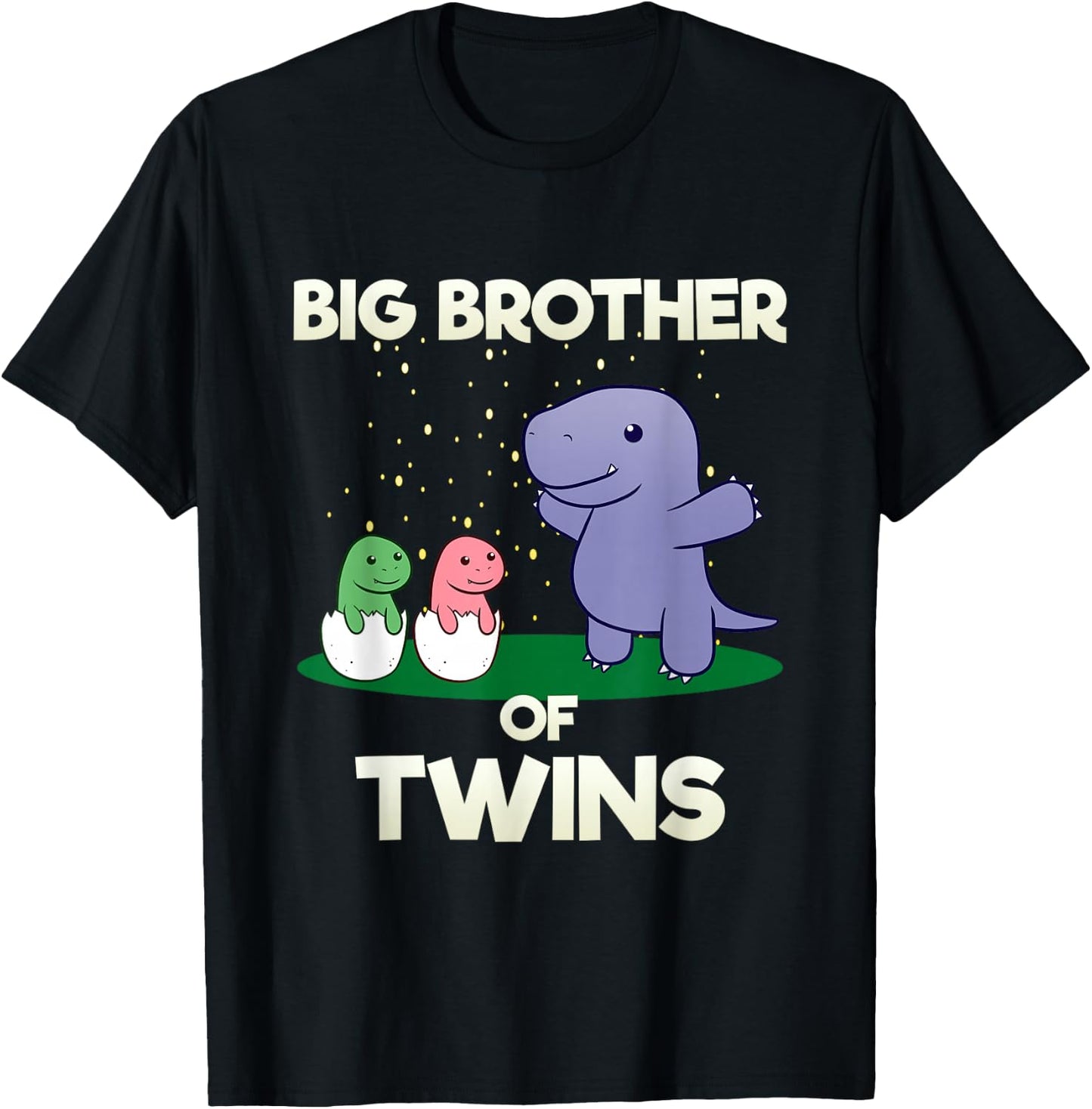 Big Brothersaurus Of Twins Dinosaur Newborns Brother T-Shirt - T-Shirt | Black