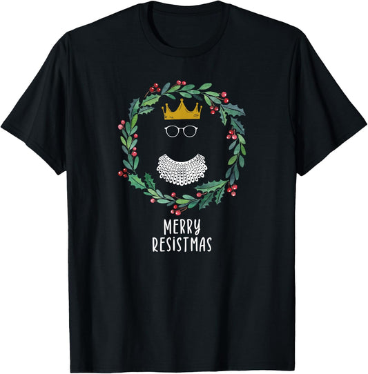Merry Resistmas, Feminist Christmas T-Shirt - T-Shirt | Black