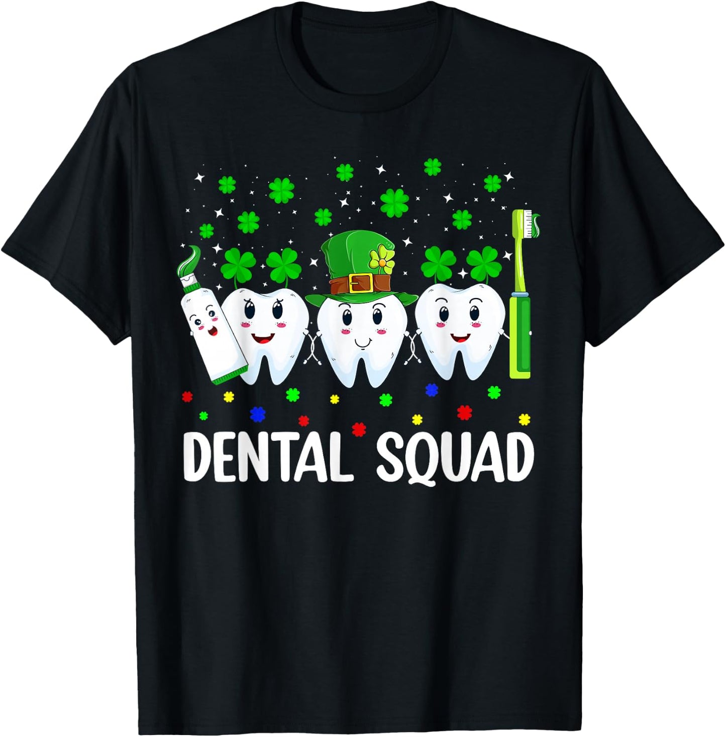 Dental Squad Irish Leprechaun Tooth Dentist St Patrick's Day T-Shirt - T-Shirt | Black