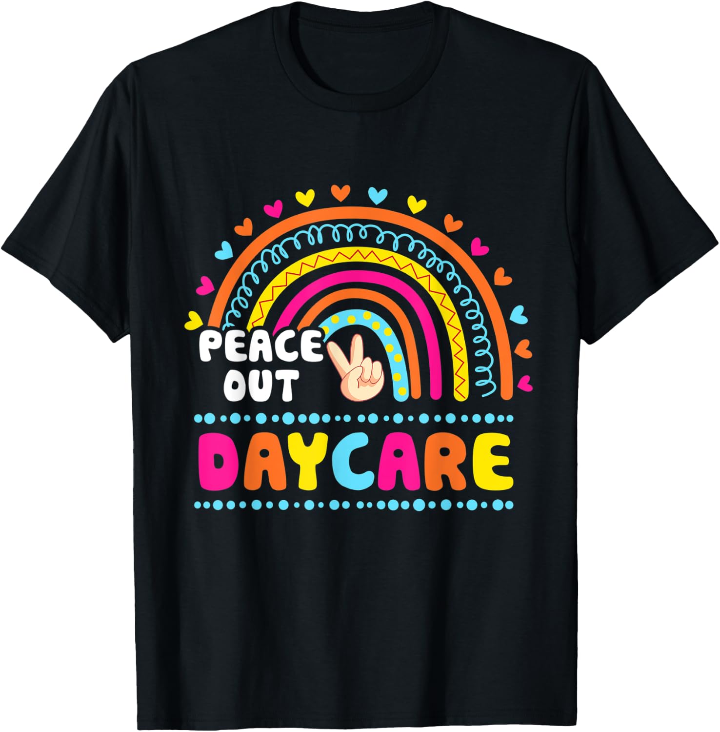 Peace Out Preschool Teacher Last Day Of School Cute Rainbow Women Kids T-Shirt - T-Shirt | Black