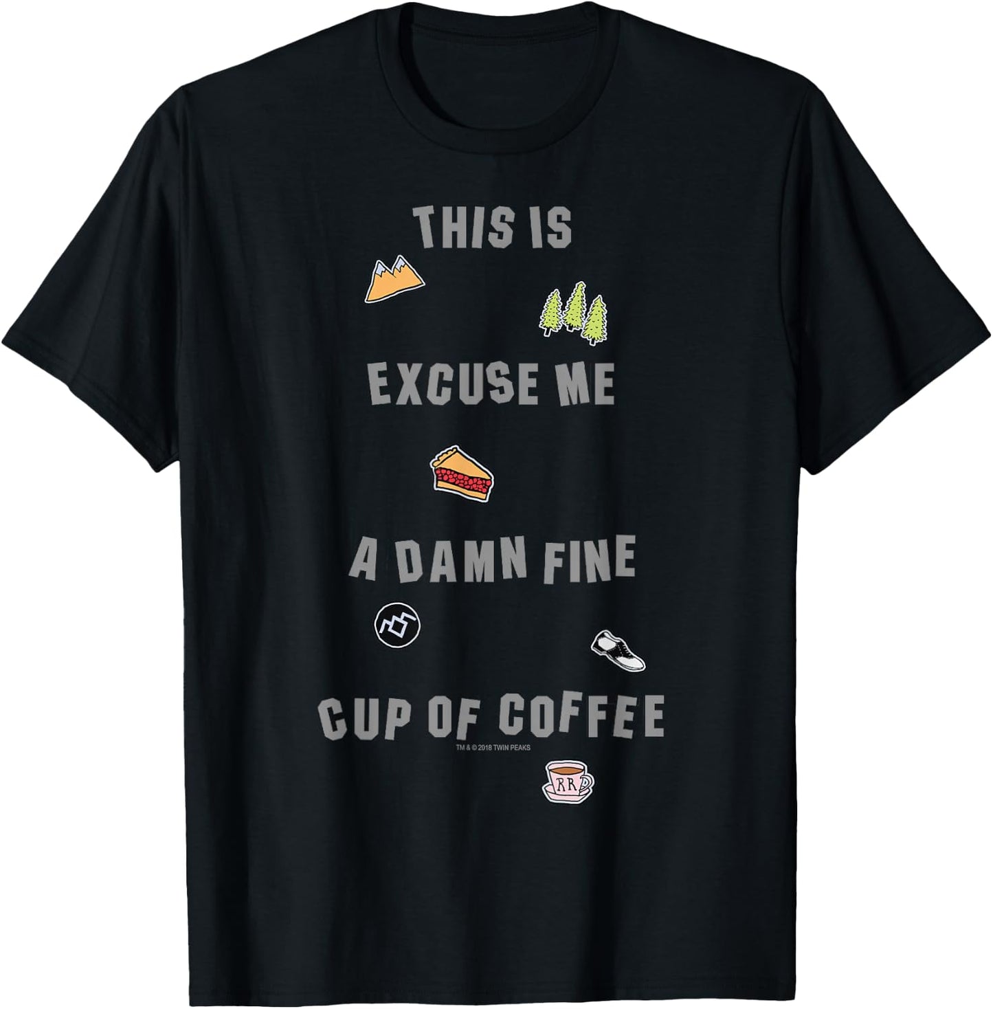 Twin Peaks A Fine Cup Of Coffee Sticker Text Graphic T-Shirt - T-Shirt | Black
