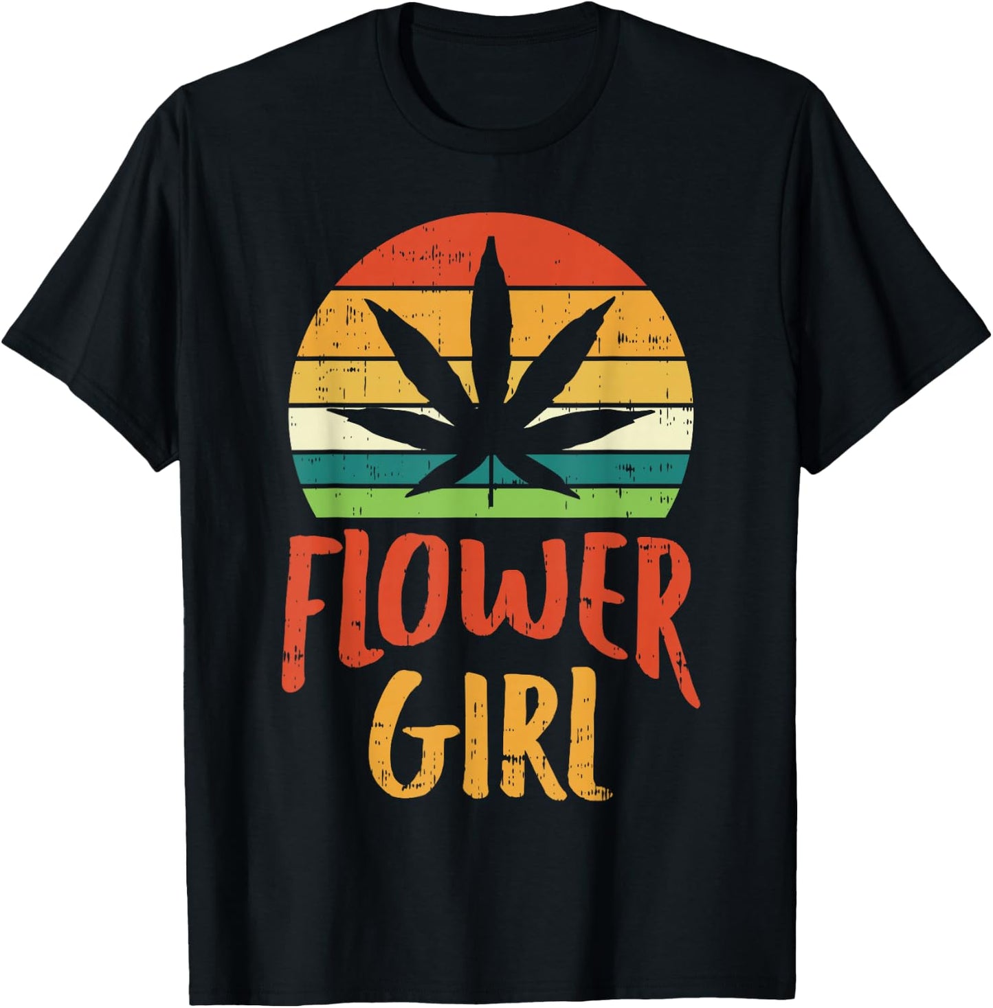 Flower Girl Weed Retro 420 THC Pot Cannabis Pun Stoner Gift T-Shirt - T-Shirt | Black