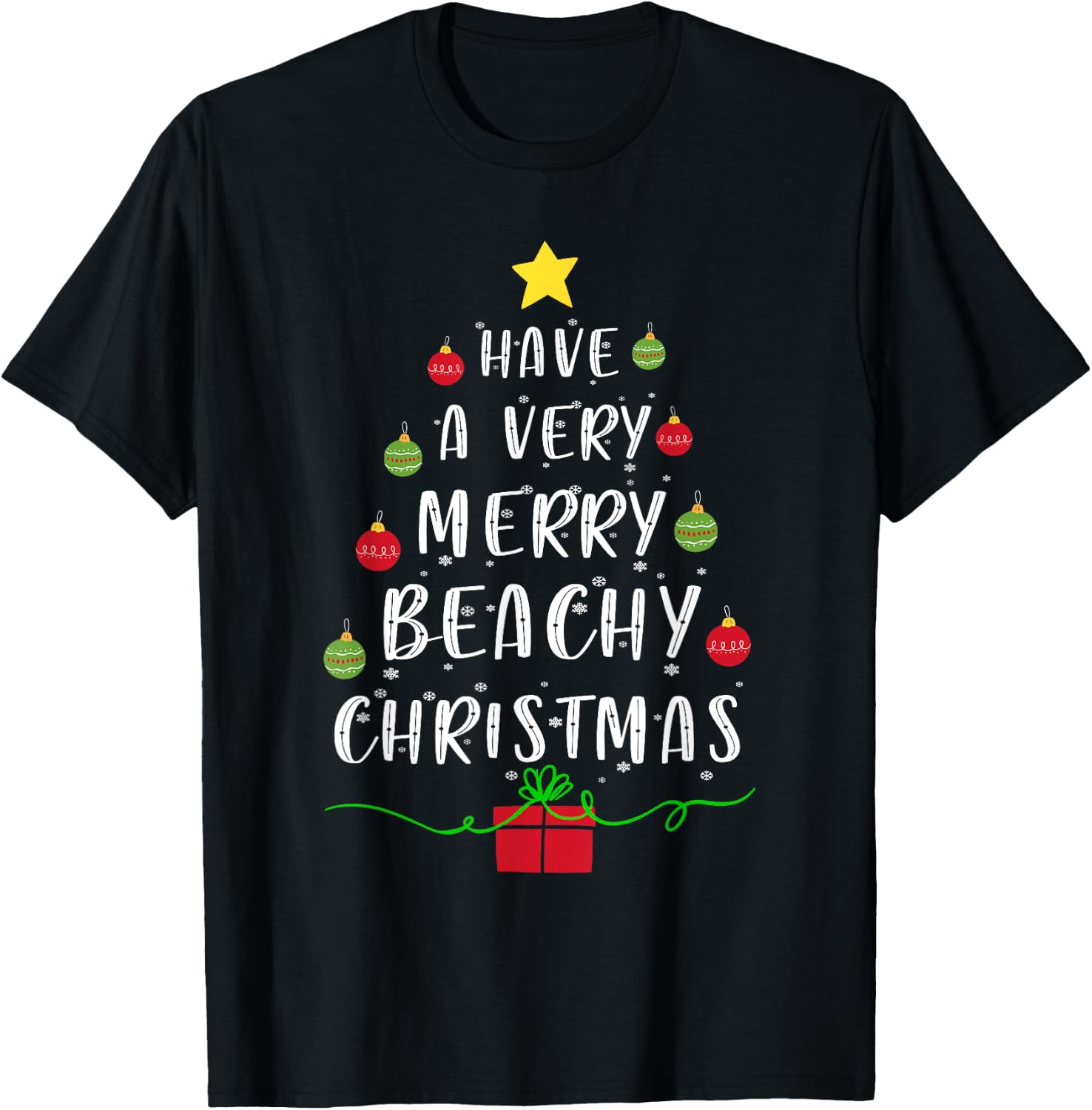 Have A Very Merry Beachy Christmas Tree Sweater Xmas Gifts Men Women T-Shirt - T-Shirt | Black