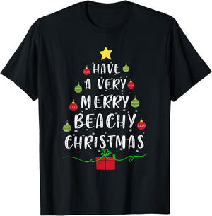 Have A Very Merry Beachy Christmas Tree Sweater Xmas Gifts Men Women T-Shirt - T-Shirt | Black