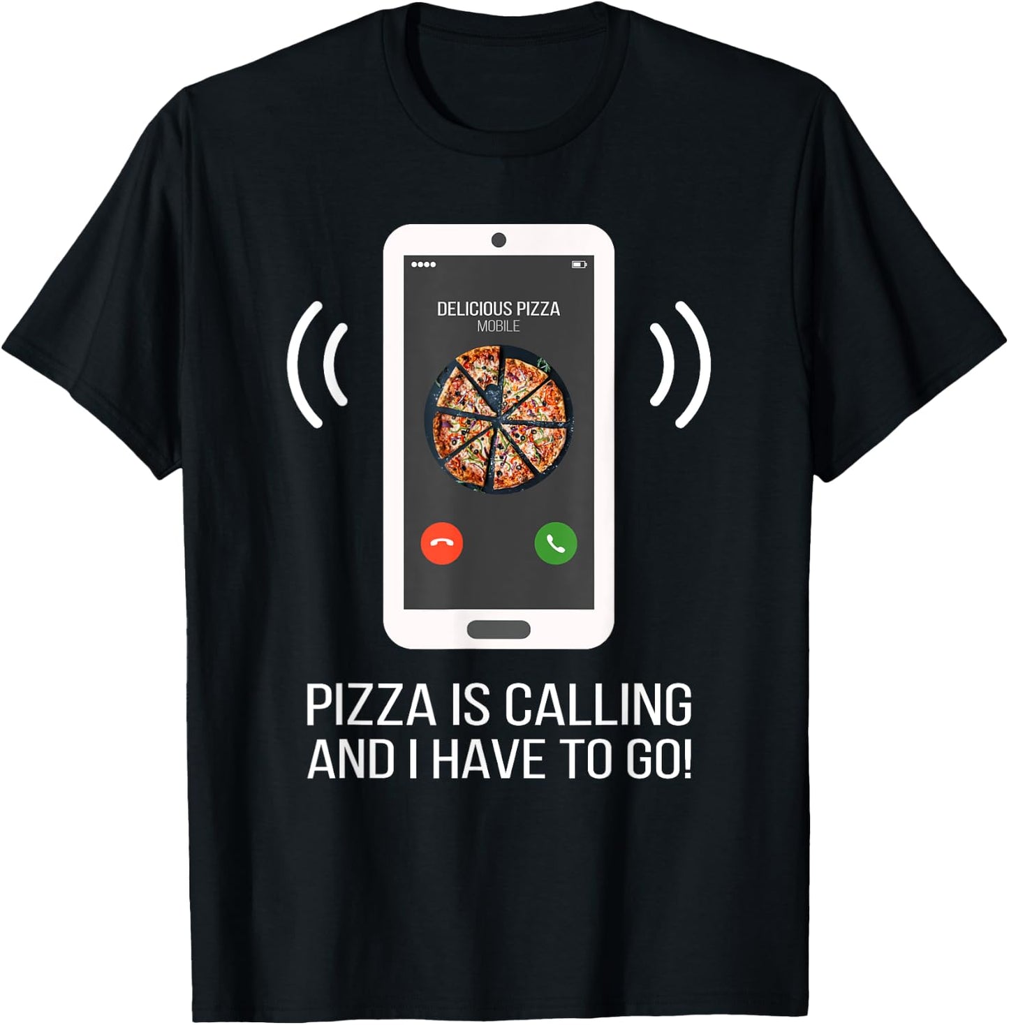 Funny Pizza Is Calling T-Shirt - T-Shirt | Black