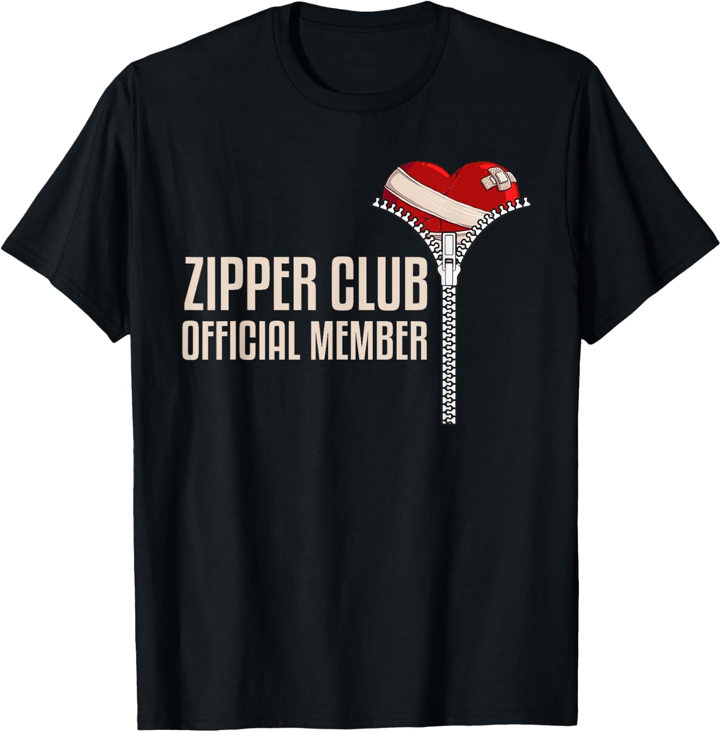 Cool Open Heart Surgery Art Men Women Zipper Club Recovery Small T-Shirt - T-Shirt | Black