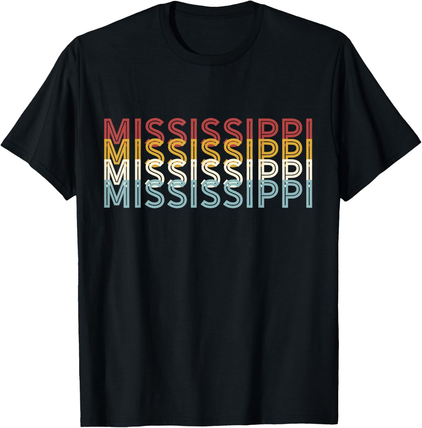 USA 70's State Retro Vintage Mississippi T-Shirt - T-Shirt | Black