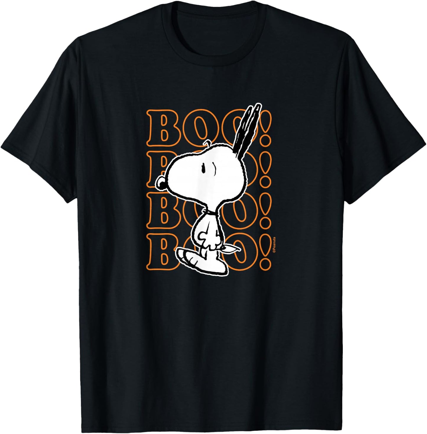 Peanuts - Halloween - Boo Snoopy Scared T-Shirt - T-Shirt | Black