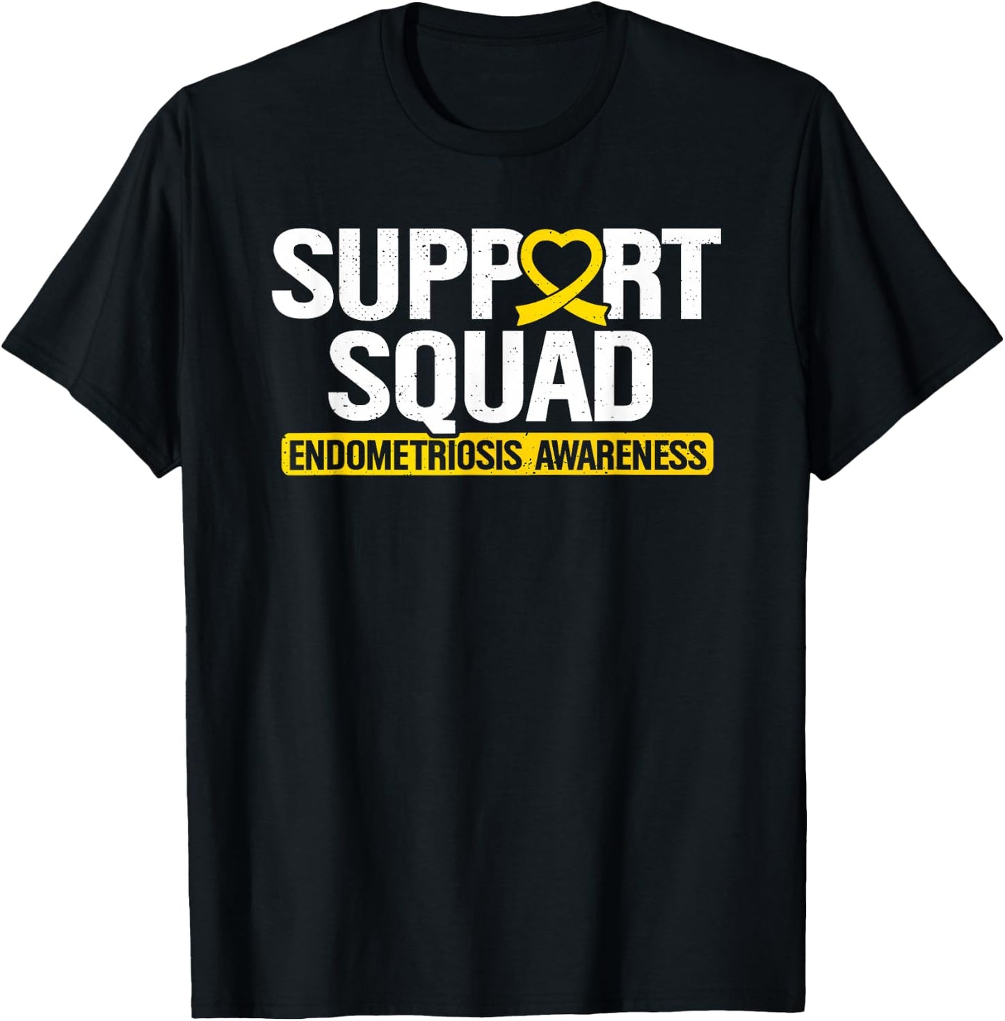 Endometriosis Support Squad Yellow Ribbon Endo Warrior T-Shirt - T-Shirt | Black
