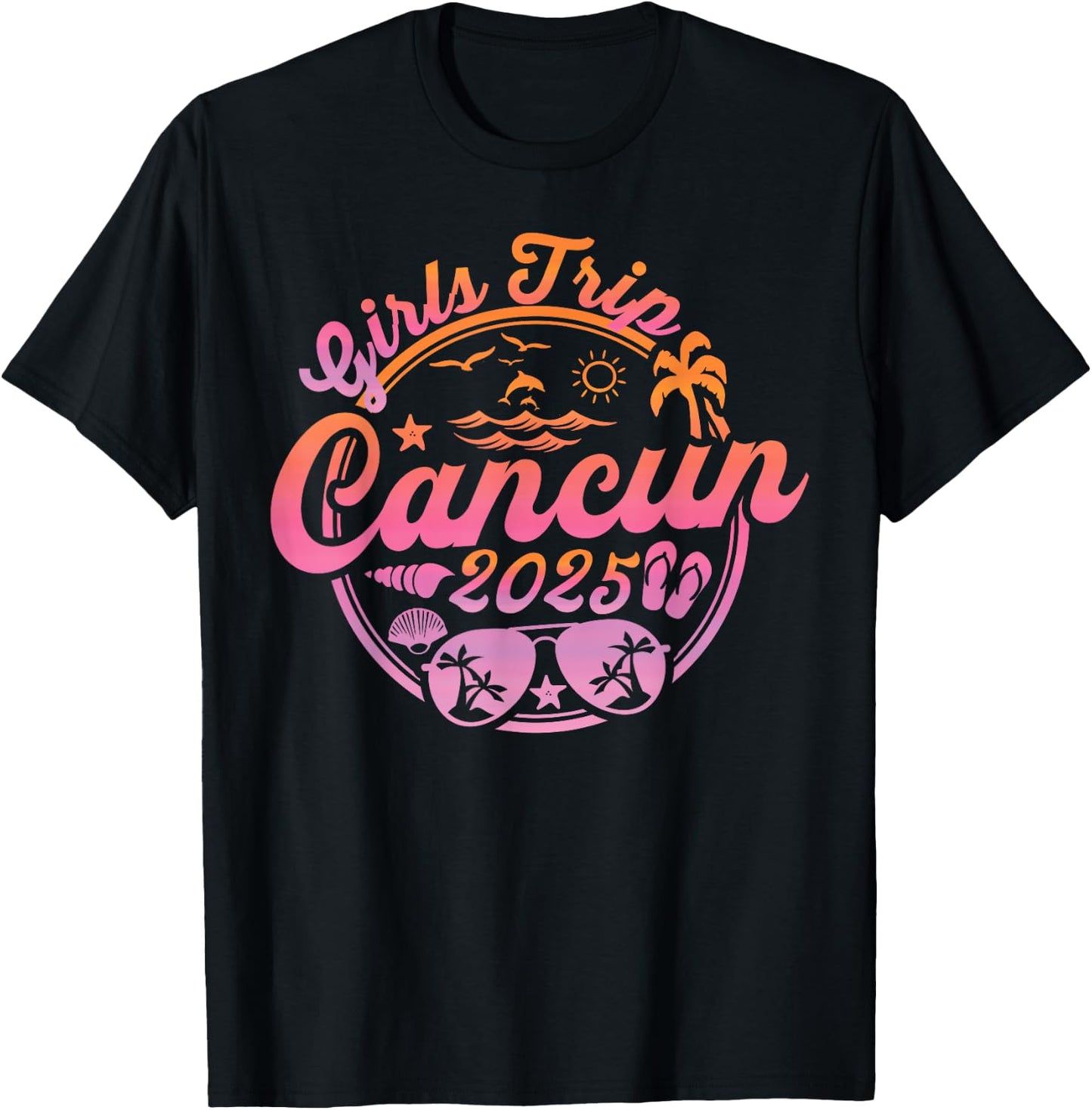 Girls Trip Cancun 2025 Mexico Summer Vacation Ladies Weekend T-Shirt - T-Shirt | Black