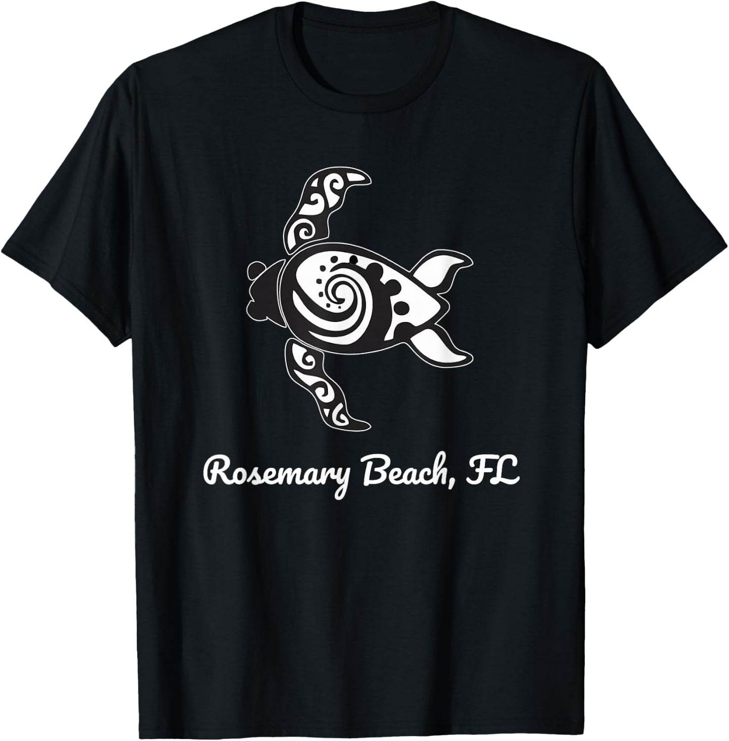 Beach Rosemary, FL Tribal Art Sea Turtle T-Shirt - T-Shirt | Black