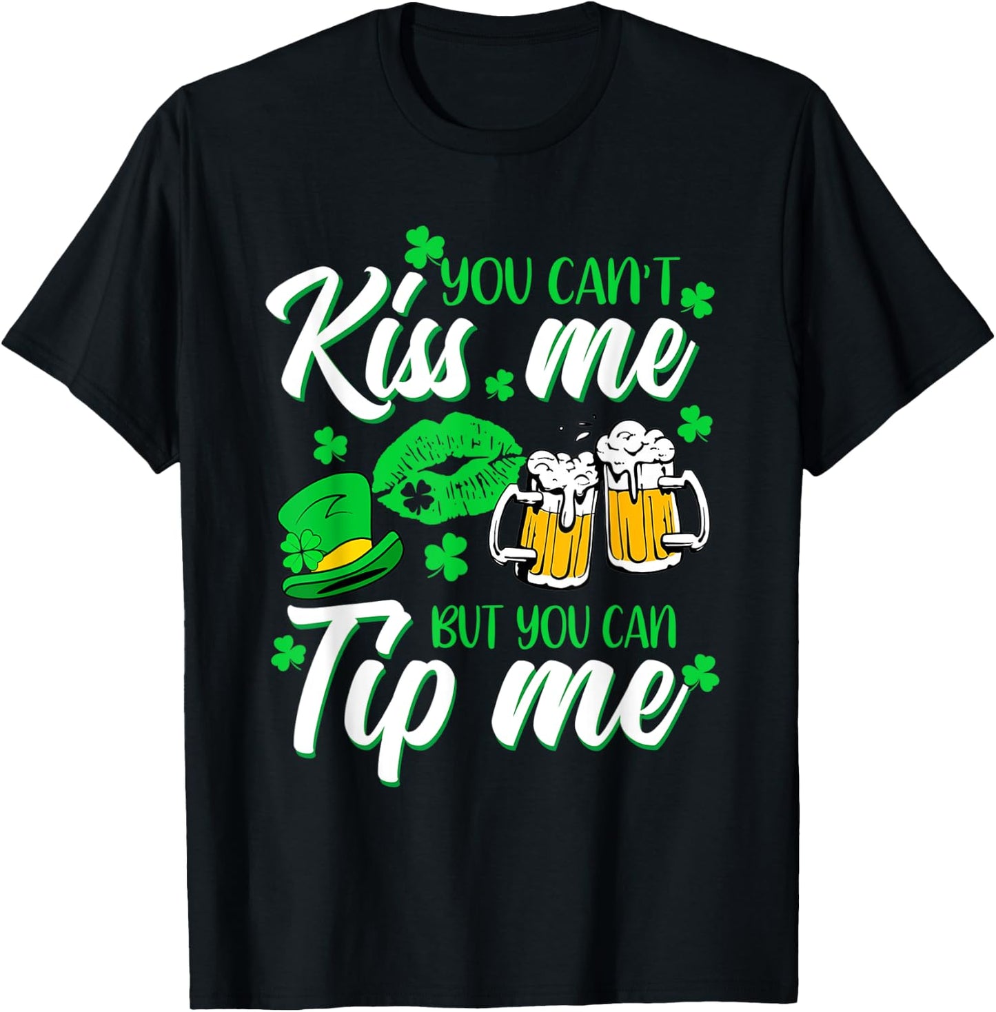 St Patrick's Day Lucky Shamrock Waitress Bartender Waiter T-Shirt - T-Shirt | Black