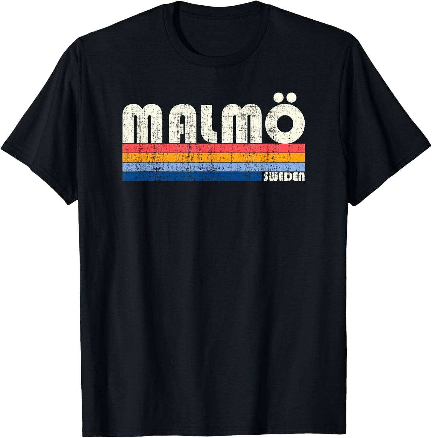 Retro Vintage 70s 80s Style Malmö, Sweden T-Shirt - T-Shirt | Black