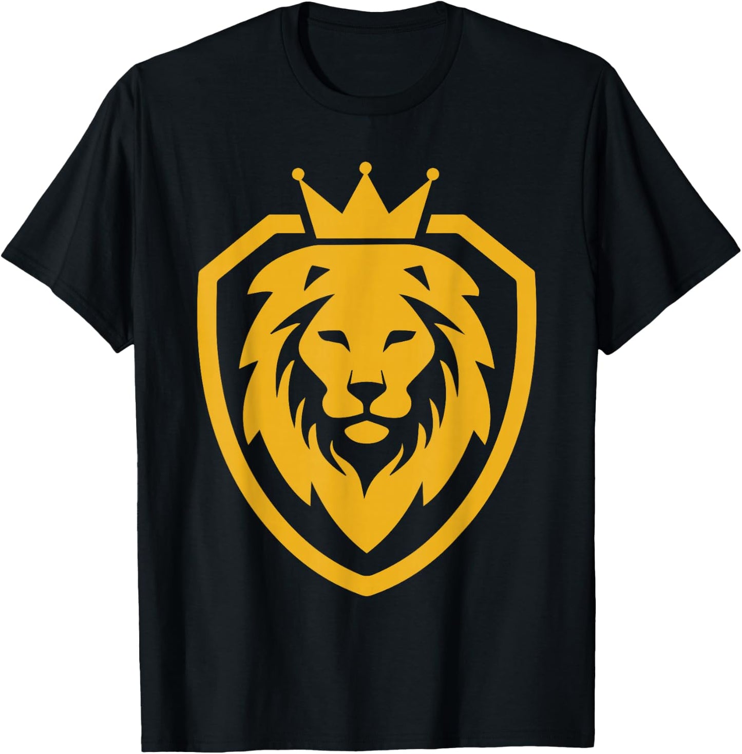 The King Lion Shield, Wild Lion Graphic Design Logo T-Shirt - T-Shirt | Black
