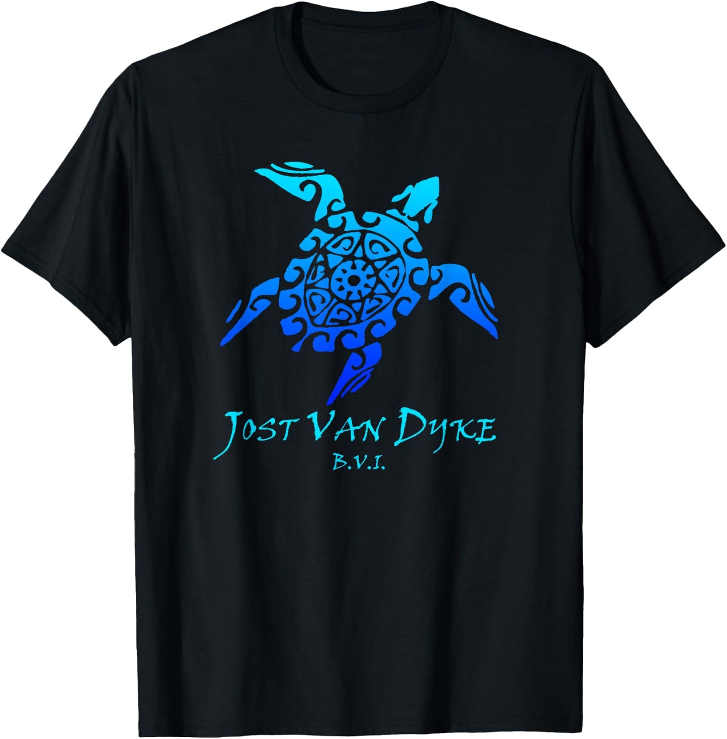 Jost Van Dyke, BVI Vintage Retro Tribal Turtle Vacation T-Shirt - T-Shirt | Black
