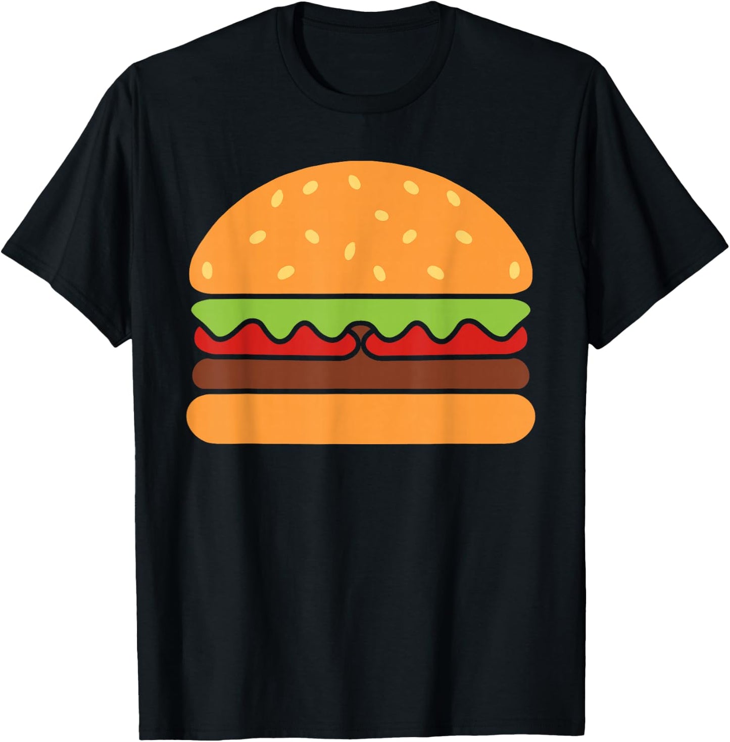 Cool Hamburger Art Men Women Minimalist Burger Cheeseburger T-Shirt - T-Shirt | Black