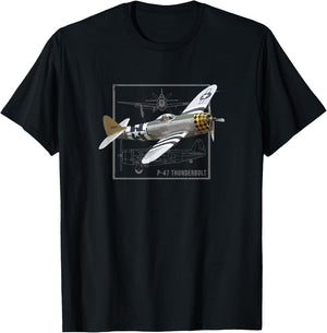 Republic P-47 Thunderbolt | WW2 Fighter Plane T-Shirt - T-Shirt | Black