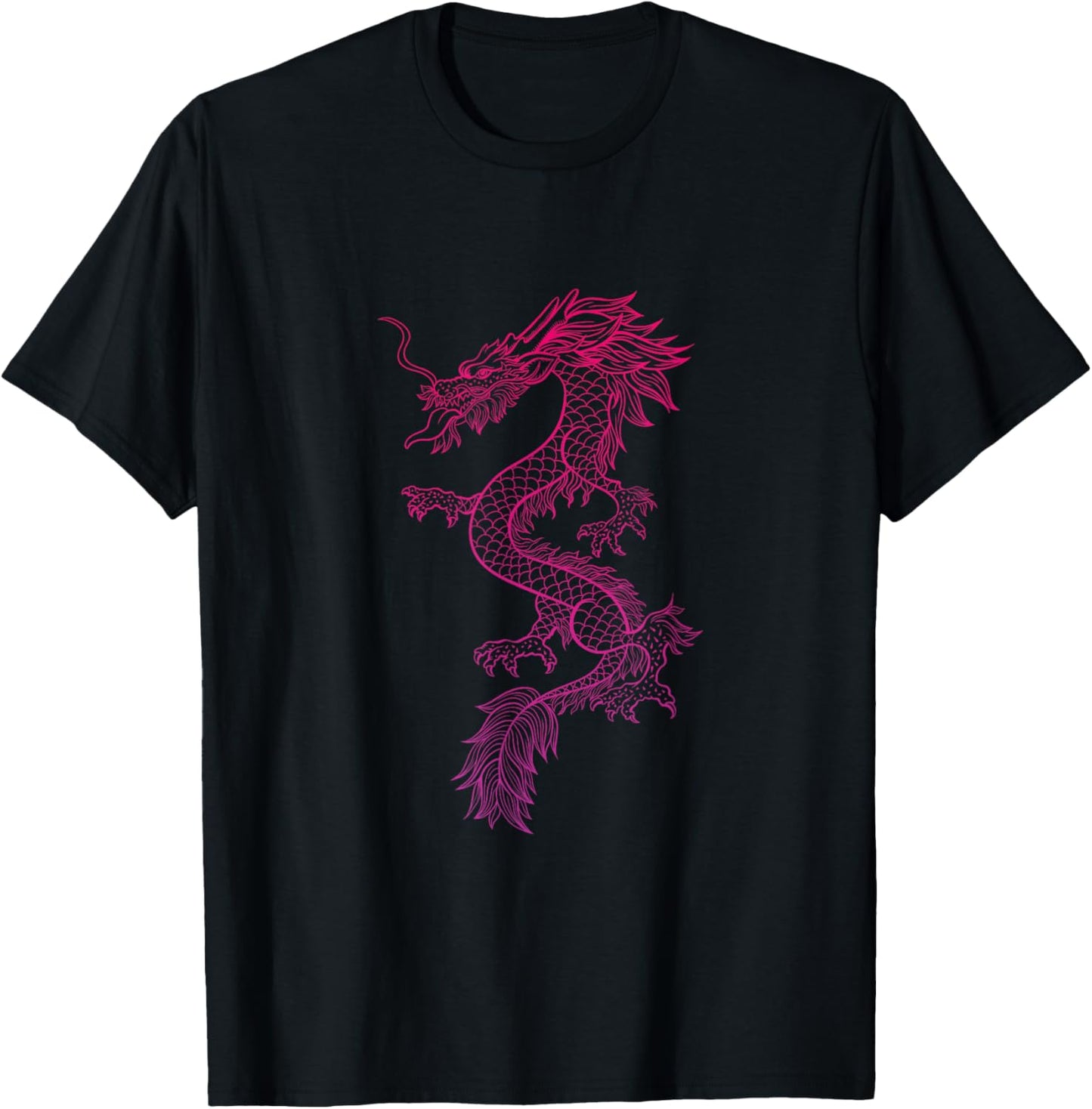 Red Japanese Dragon y2k Aesthetic Grunge 90s Chinese Dragon T-Shirt - T-Shirt | Black