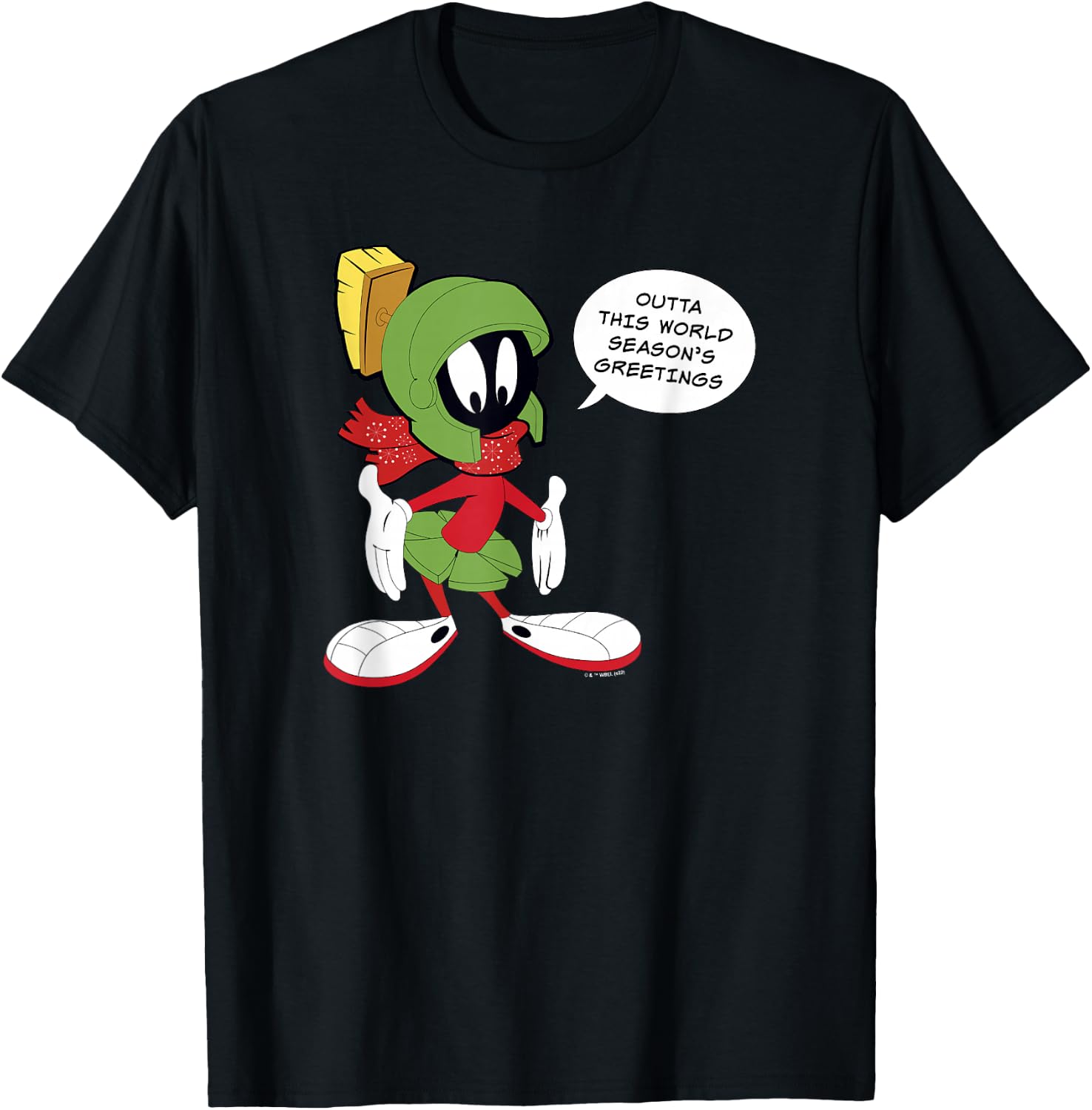 Looney Tunes Marvin Season's Greetings Christmas T-Shirt - T-Shirt | Black