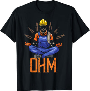 Ohm Meditating Funny Electrician Quote T-Shirt - T-Shirt | Black