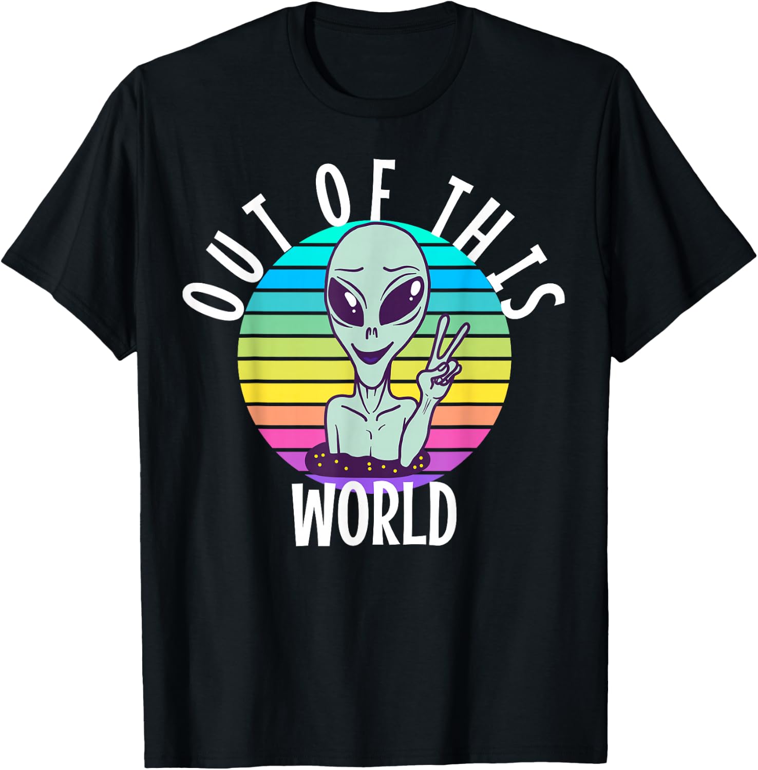 Funny Alien and UFO Space Apparel Out of This World - -Adults, -Kids - Black - Short Sleeve - Alien-Themed - Cotton, Polyester - Small T-Shirt - T-Shirt | Black