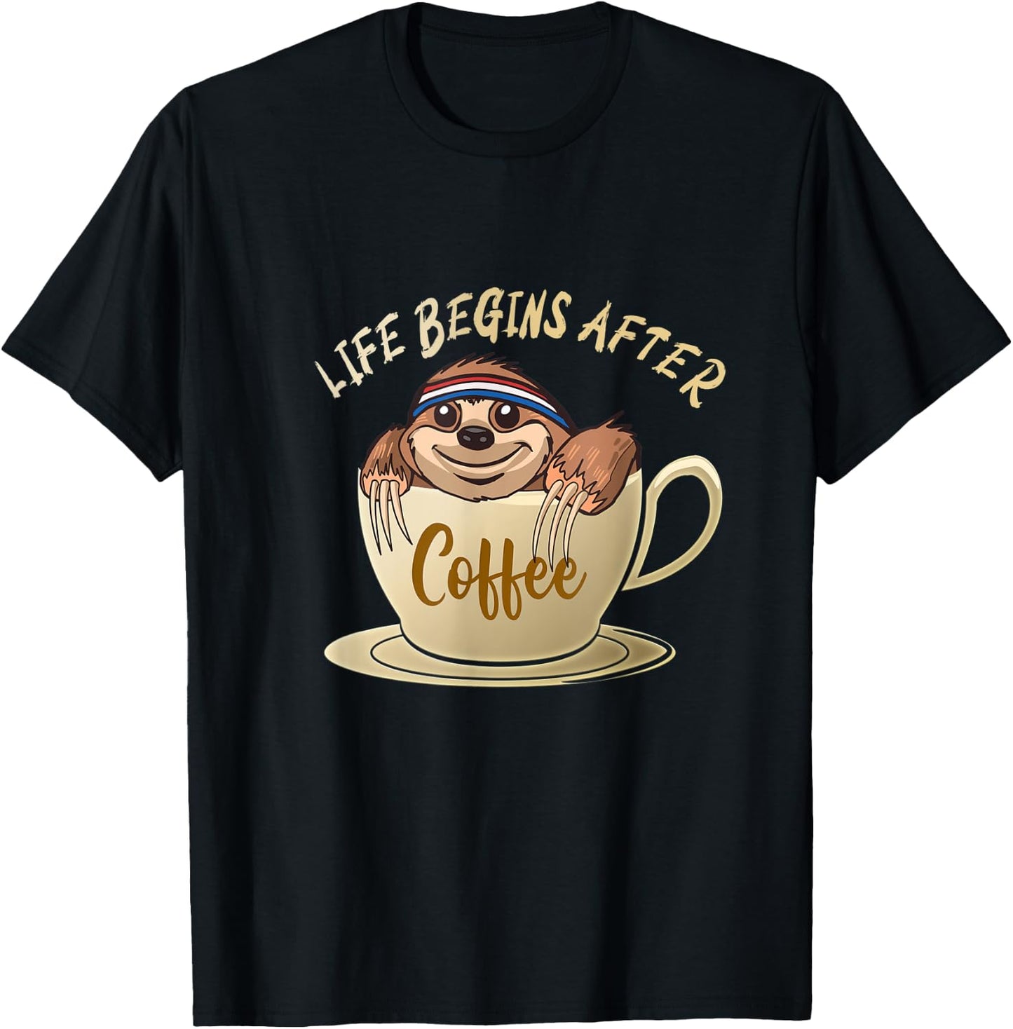 Sloth Life Begins After Coffee T-Shirt - T-Shirt | Black