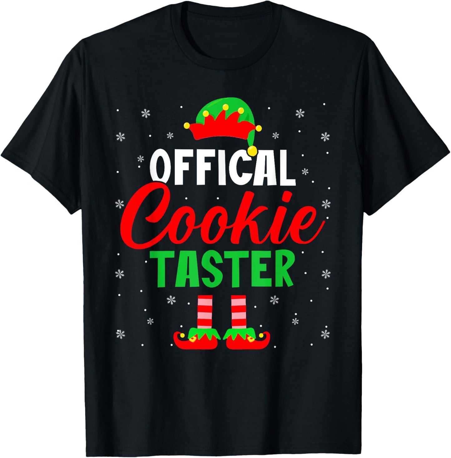 Official Cookie Taster Christmas ELF Matching Family Group T-Shirt - T-Shirt | Black