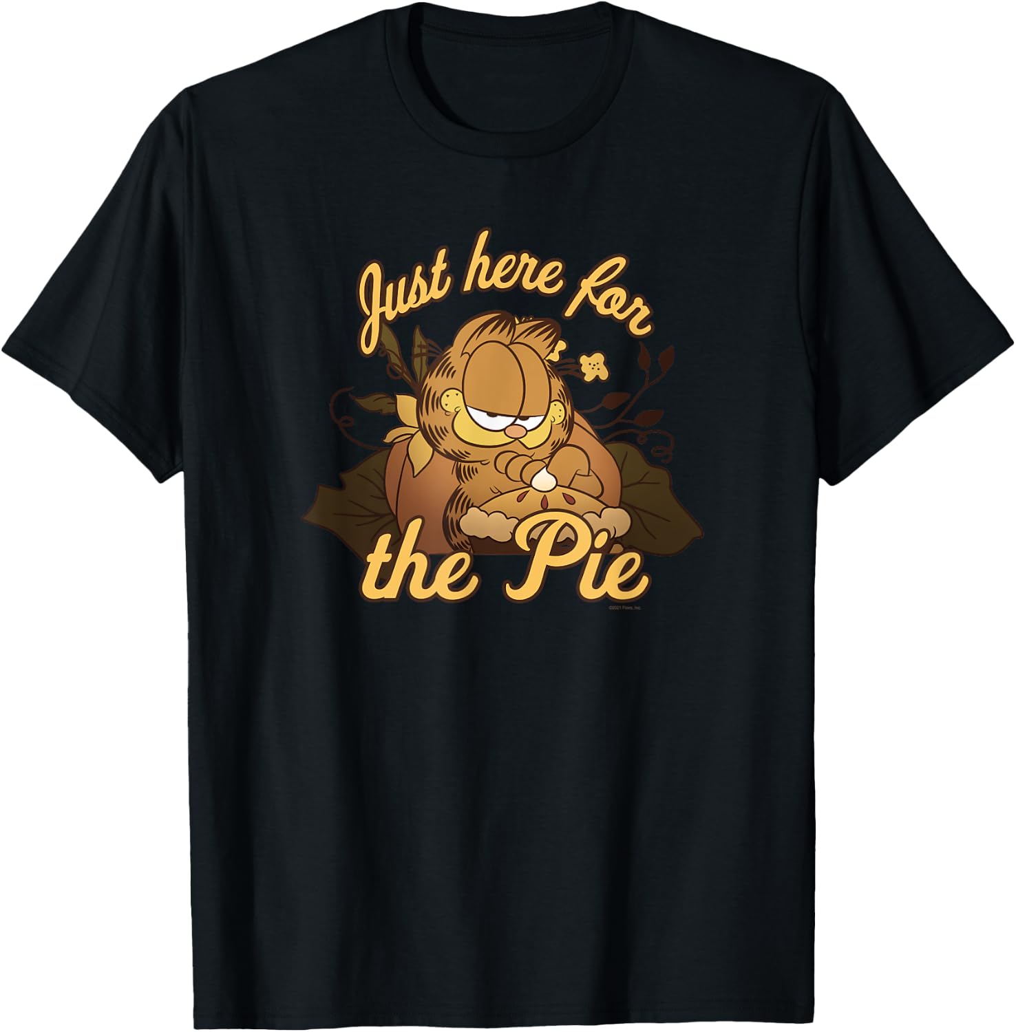 Garfield Thanksgiving Just Here For The Pie T-Shirt - T-Shirt | Black