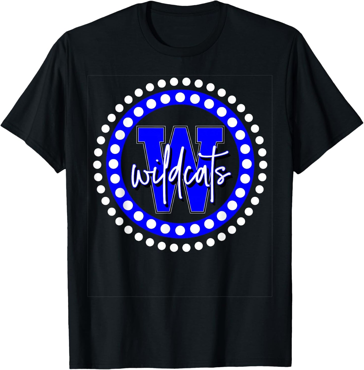 Wildcats Spirit Circle Blue White T-Shirt - T-Shirt | Black