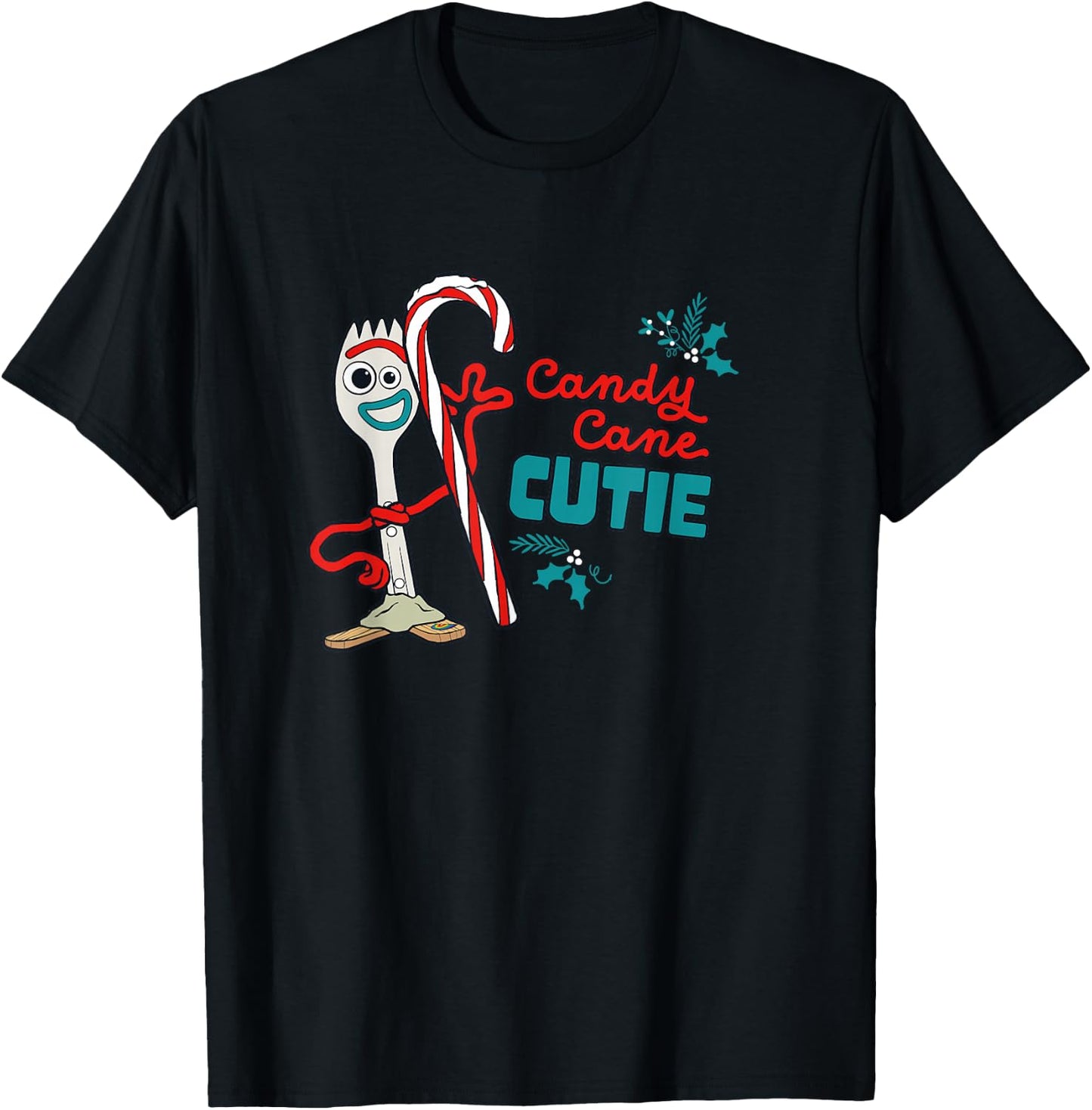 Disney and Pixar's Toy Story Forky Candy Cane Cutie Holiday T-Shirt - T-Shirt | Black