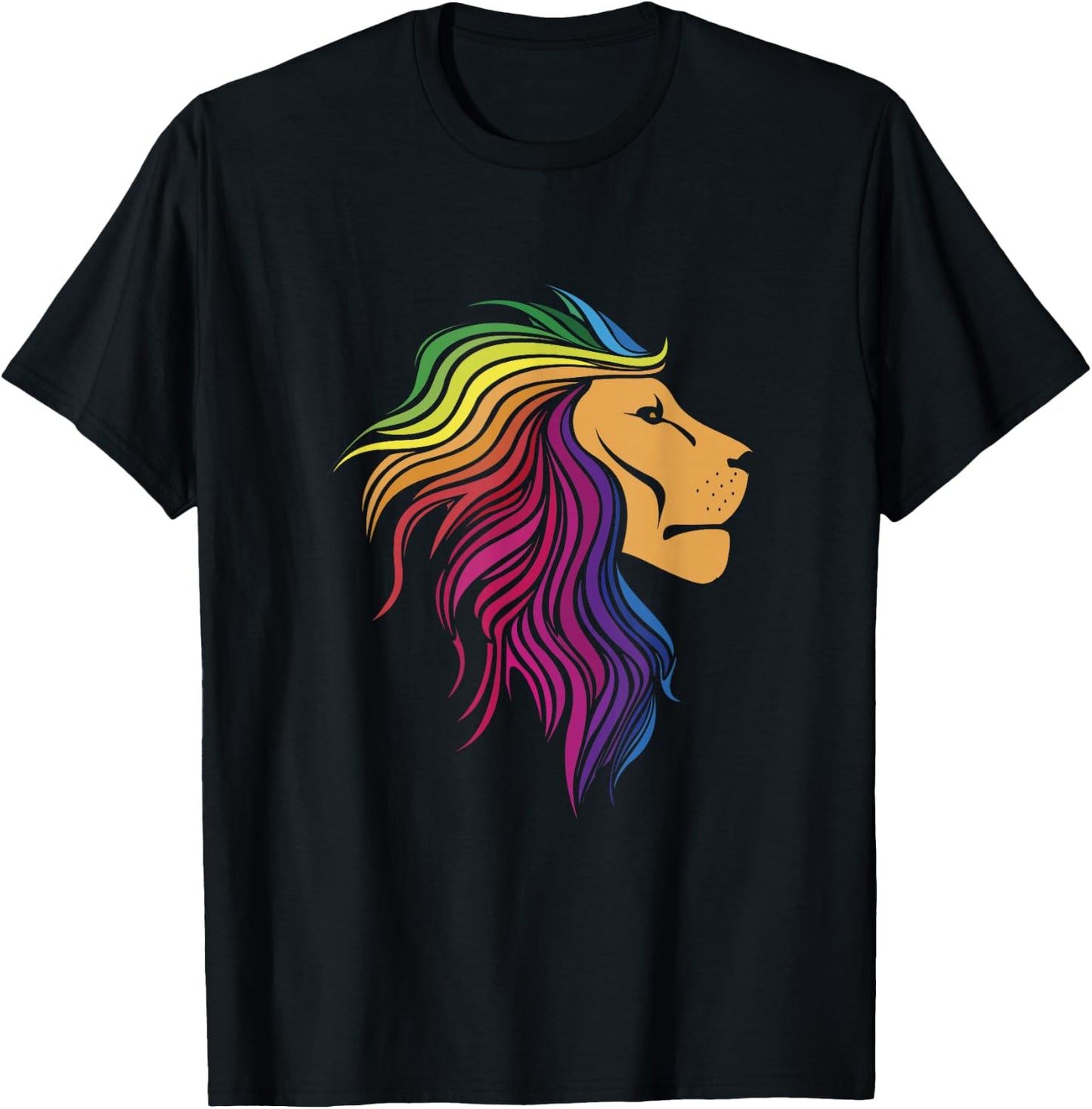 Rainbow Lion | Rainbow Lesbian Funny Pride Month T-Shirt - T-Shirt | Black