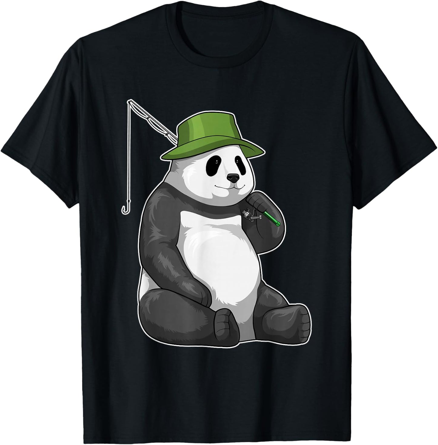 Panda Angler Fishing rod Fishing T-Shirt - T-Shirt | Black