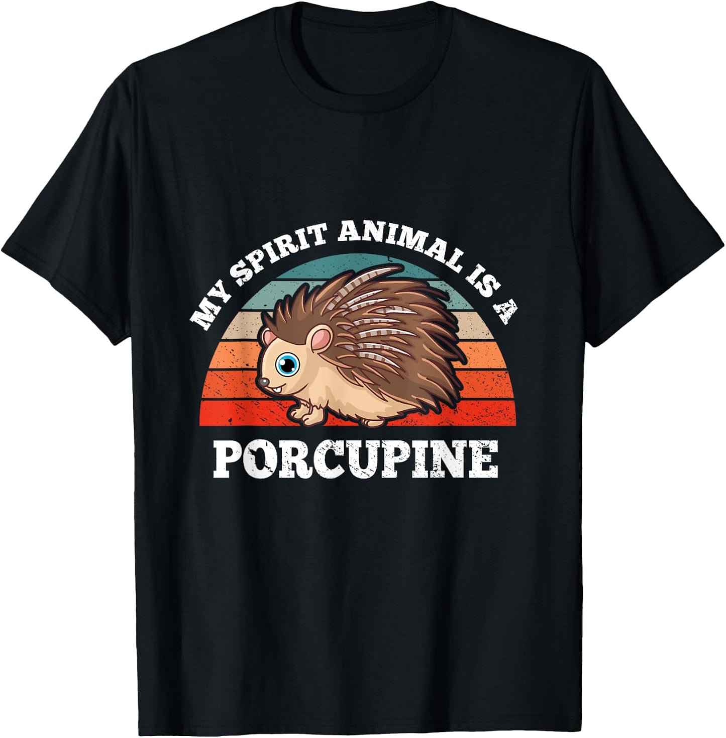 Retro Vintage My Spirit Animal Is A Porcupine T-Shirt - T-Shirt | Black